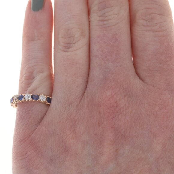 Yellow Gold Dia Sapp Edwardian Band 14k Old Mine 2.77ctw Antique Wed Ring 4 1/4 - Picture 2 of 5